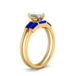Load image into Gallery viewer, emerald-cut-bar-set-sapphire-ring-with-matching-3-baguette-wedding-band-in-FDENS100EMGSABL-NL-YG