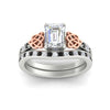 Load image into Gallery viewer, emerald-cut-black-diamond-channel-band-celtic-bridal-set-in-white-gold-fdens2255emgblackangle5-nl-wg-ws2
