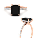 Load image into Gallery viewer, emerald-cut-black-onyx-under-halo-wedding-ring-with-diamond-in-rose-gold-FD9788EMRGBLACK-NL-RG.jpg