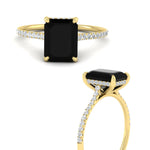 Load image into Gallery viewer, emerald-cut-black-onyx-under-halo-wedding-ring-with-diamond-in-yellow-gold-FD9788EMRGBLACK-NL-YG.jpg