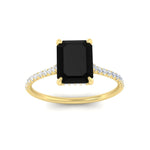 Load image into Gallery viewer, emerald-cut-black-onyx-under-halo-wedding-ring-with-diamond-in-yellow-gold-FD9788EMRGBLACK-NL-YG.jpg