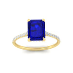 Load image into Gallery viewer, emerald-cut-blue-sapphire-under-halo-wedding-ring-with-diamond-in-yellow-gold-FD9788EMRGSABL-NL-YG.jpg