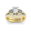 Load image into Gallery viewer, emerald-cut-diamond-channel-band-celtic-bridal-set-in-yellow-gold-fdens2255emangle5-nl-yg-ws2
