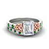 Load image into Gallery viewer, emerald-cut-emerald-channel-band-celtic-bridal-set-in-white-gold-fdens2255emgemgrsleep-nl-wg-ws2