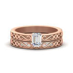 Load image into Gallery viewer, emerald-cut-filigree-single-stone-diamond-wedding-ring-set-in-rose-gold-FDENS3289EM-NL-RG.jpg?v=1763371057