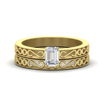 Load image into Gallery viewer, emerald-cut-filigree-single-stone-diamond-wedding-ring-set-in-yellow-gold-FDENS3289EM-NL-YG.jpg?v=1763371057