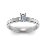 Load image into Gallery viewer, Single Stone Emerald Cut Milgrain Engagement Ring
