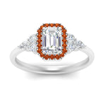 Load image into Gallery viewer, emerald-cut-halo-cluster-accent-orange-sapphire-engagement-ring-in-white-gold-FD10512EMRGSAORANGLE5-NL-WG.jpg?v=1770117233