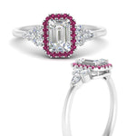 Load image into Gallery viewer, emerald-cut-halo-cluster-accent-pink-sapphire-engagement-ring-in-white-gold-FD10512EMRGSADRPIANGLE3-NL-WG.jpg?v=1770117234