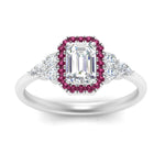 Load image into Gallery viewer, emerald-cut-halo-cluster-accent-pink-sapphire-engagement-ring-in-white-gold-FD10512EMRGSADRPIANGLE5-NL-WG.jpg?v=1770117234