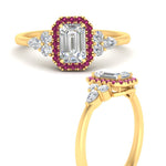 Load image into Gallery viewer, emerald-cut-halo-cluster-accent-pink-sapphire-engagement-ring-in-yellow-gold-FD10512EMRGSADRPIANGLE3-NL-YG.jpg?v=1770117235