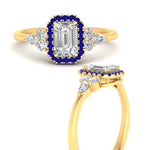 Load image into Gallery viewer, emerald-cut-halo-cluster-accent-sapphire-engagement-ring-in-yellow-gold-FD10512EMRGSABLANGLE3-NL-YG.jpg?v=1770117234