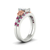 Load image into Gallery viewer, emerald-cut-pink-sapphire-channel-band-celtic-bridal-set-in-white-gold-fdens2255emgsadrpiangle2-nl-wg-ws2