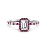 Load image into Gallery viewer, emerald-cut-pink-sapphire-halo-petite-engagement-ring-in-white-gold-FD8523EMRGSADRPIANGLE3-NL-WG