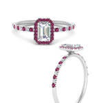 Load image into Gallery viewer, emerald-cut-pink-sapphire-halo-petite-engagement-ring-in-white-gold-FD8523EMRGSADRPIANGLE3-NL-WG