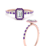 Load image into Gallery viewer, emerald-cut-purple-topaz-halo-petite-engagement-ring-in-rose-gold-FD8523EMRGVITOANGLE3-NL-RG