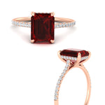 Load image into Gallery viewer, emerald-cut-red-ruby-under-halo-wedding-ring-with-diamond-in-rose-gold-FD9788EMRGRUDR-NL-RG.jpg
