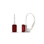 Load image into Gallery viewer, emerald-cut-ruby-leverback-3-ct.-solitaire-earrings-in-white-gold-FDEAR-9225EMGRUDR-3.00 CT-NL-WG