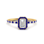Load image into Gallery viewer, emerald-cut-sapphire-halo-petite-engagement-ring-in-yellow-gold-FD8523EMRGSABLANGLE3-NL-YG
