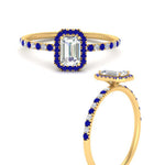 Load image into Gallery viewer, emerald-cut-sapphire-halo-petite-engagement-ring-in-yellow-gold-FD8523EMRGSABLANGLE3-NL-YG