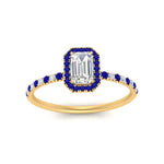 Load image into Gallery viewer, emerald-cut-sapphire-halo-petite-engagement-ring-in-yellow-gold-FD8523EMRGSABLANGLE3-NL-YG