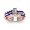 Load image into Gallery viewer, emerald-cut-simple-diamond-twisted-vine-bridal-ring-sets-with-blue-sapphire-in-14K-rose-gold-FD8233EMGSABL-NL-RG