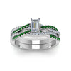 Load image into Gallery viewer, emerald-cut-simple-diamond-twisted-vine-bridal-ring-sets-with-emerald-in-950-Platinum-FD8233EMGEMGR-NL-WG
