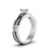 Load image into Gallery viewer, emerald-cut-simple-twisted-vine-bridal-ring-sets-with-black-diamond-in-950-Platinum-FD8233EMGBLACK-NL-WG