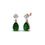 Load image into Gallery viewer, emerald-pear-drop-stud-diamond-earring-in-rose-gold-FDEAR8386GEMGR-NL-RG-GS