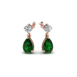 Load image into Gallery viewer, emerald-pear-drop-stud-diamond-earring-in-rose-gold-FDEAR8386GEMGR-NL-RG-GS