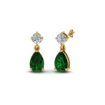 Load image into Gallery viewer, emerald-pear-drop-stud-diamond-earring-in-yellow-gold-FDEAR8386GEMGR-NL-YG-GS