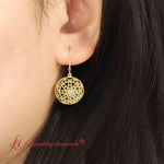 Load image into Gallery viewer, filigree-circle-drop-lever-back-earring-in-yellow-gold-fdear11279-fancy-1-yg