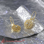 Load image into Gallery viewer, filigree-circle-drop-lever-back-earring-in-yellow-gold-fdear11279-fancy-logo