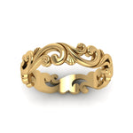 Load image into Gallery viewer, filigree-simple-gold-wedding-band-for-women-in-14K-yellow-gold-FD50063BANGLE5-NL-YG