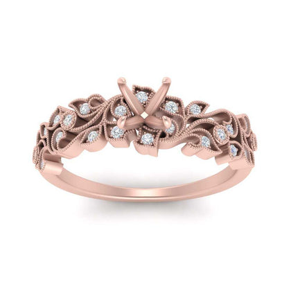 Semi Mount Filigree Wide Band Engagement Ring