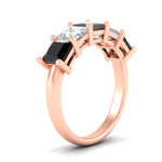 Load image into Gallery viewer, five-stone-black-diamond-ring-princess-cut-4-carat-in-rose-gold-fdwb8008prblackangle2-4.00ct-nl-rg