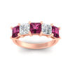 Load image into Gallery viewer, five-stone-pink-sapphire-ring-princess-cut-4-carat-in-rose-gold-fdwb8008prgsadrpiangle5-4.00ct-nl-rg