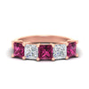 Load image into Gallery viewer, five-stone-pink-sapphire-ring-princess-cut-4-carat-in-rose-gold-fdwb8008prgsadrpisleep-4.00ct-nl-rg