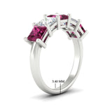 Load image into Gallery viewer, five-stone-pink-sapphire-ring-princess-cut-4-carat-in-white-gold-fdwb8008prgsadrpiangle2-4.00ct-nl-wg-hw
