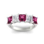 Load image into Gallery viewer, five-stone-pink-sapphire-ring-princess-cut-4-carat-in-white-gold-fdwb8008prgsadrpiangle5-4.00ct-nl-wg