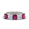 Load image into Gallery viewer, five-stone-pink-sapphire-ring-princess-cut-4-carat-in-white-gold-fdwb8008prgsadrpisleep-4.00ct-nl-wg