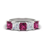 Load image into Gallery viewer, five-stone-pink-sapphire-ring-princess-cut-4-carat-in-white-gold-fdwb8008prgsadrpisleep-4.00ct-nl-wg