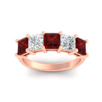 Load image into Gallery viewer, five-stone-ruby-ring-princess-cut-4-carat-in-rose-gold-fdwb8008prgrudrangle5-4.00ct-nl-rg