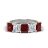 Load image into Gallery viewer, five-stone-ruby-ring-princess-cut-4-carat-in-white-gold-fdwb8008prgrudrsleep-4.00ct-nl-wg