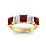 Load image into Gallery viewer, five-stone-ruby-ring-princess-cut-4-carat-in-yellow-gold-fdwb8008prgrudrangle5-4.00ct-nl-yg