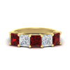 Load image into Gallery viewer, five-stone-ruby-ring-princess-cut-4-carat-in-yellow-gold-fdwb8008prgrudrsleep-4.00ct-nl-yg
