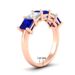 Load image into Gallery viewer, five-stone-sapphire-ring-princess-cut-4-carat-in-rose-gold-fdwb8008prgsablangle2-4.00ct-nl-rg-hw