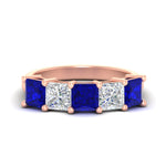 Load image into Gallery viewer, five-stone-sapphire-ring-princess-cut-4-carat-in-rose-gold-fdwb8008prgsablsleep-4.00ct-nl-rg