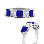 Load image into Gallery viewer, five-stone-sapphire-ring-princess-cut-4-carat-in-white-gold-fdwb8008prgsablangle3-4.00ct-nl-wg