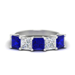 Load image into Gallery viewer, five-stone-sapphire-ring-princess-cut-4-carat-in-white-gold-fdwb8008prgsablsleep-4.00ct-nl-wg